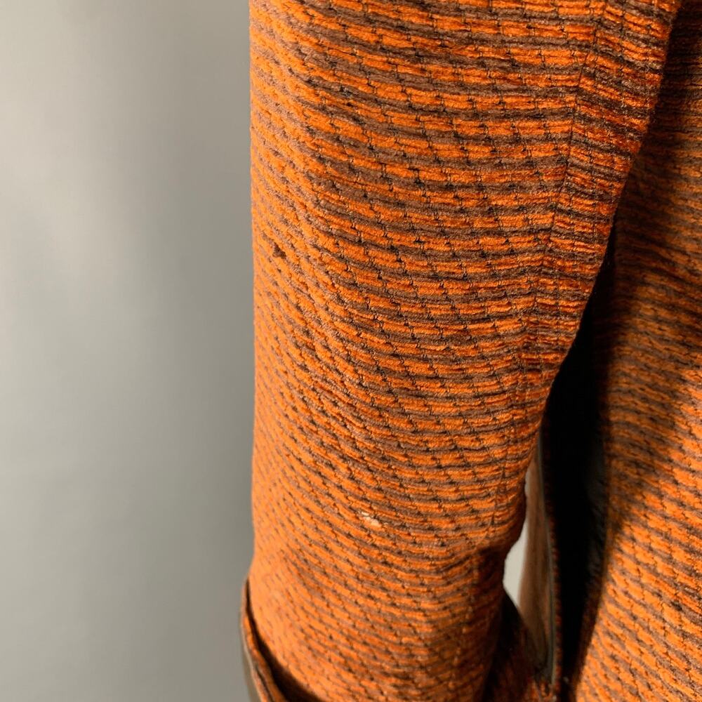 AKRIS Size 8 Orange Brown Polyester Cotton Velvet Leather Cuffs Jacket Blazer - Picture 6 of 11